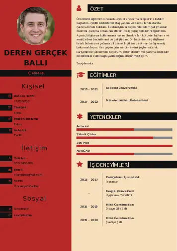 İç Mimar Cv Örnekleri cv indir